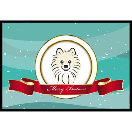Carolines Treasures Pomeranian Merry Christmas Indoor and Outdoor Mat- 18 x 27 in. BB1517MAT